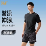 Bộ bơi nam cộc tay, chống nắng UPF50+, kháng Clo, màu đen, 361