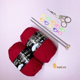 Set đan len cơ bản dành cho người mới Milk 125gr Kim đan inox