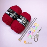 Set đan len cơ bản dành cho người mới Milk 125gr Kim đan inox