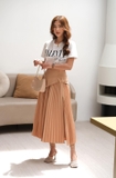 Allie pleated skirt in Nude