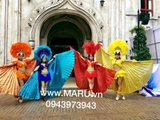 set đồ lông vũ ngắn, trang phục biểu diễn nữ, trang phục lễ hội nữ, maru, carnival lông vũ nữ