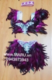 maru, set đồ lông vũ dài, trang phục nữ ,trang phục lễ hội nữ, carnival lông vũ nữ