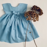 Váy xanh vintage phối nơ cho bé gái - giá sỉ