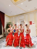 Váy múa flamenco màu đỏ xòe tầng