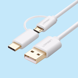 Cáp Micro USB to USB với 1 cổng USB type C dài 1m Ugreen 30171