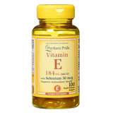  Vitamin E 184mg 400 IU with Selenium 50mcg Puritan's Pride 100 viên