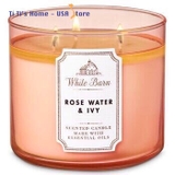 Nến thơm, 3 bấc, hương thơm ROSE WATER & IVY, 411 gam