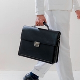 Cặp nam Gence khóa số da bò Epsom cao cấp CTS17 đen