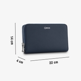 Ví cầm tay nam Gence 2 khoá da bò Taiga xanh HT20