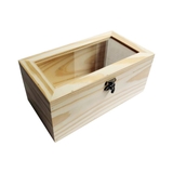 Hộp gỗ thông chữ nhật nắp kiếng 12x22x8cm