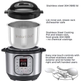 Nồi áp suất điện 7 trong 1, Instant Pot Duo, 6 Qt, 5,7 Lít, 1000W, Thép không gỉ (Màu Đen + Inox)