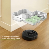 iRobot Roomba i7 + Robot hút bụi tự động loại bỏ bụi bẩn, kết nối Wi-Fi, lập bản đồ thông minh, hoạt động với Alexa, lý tưởng cho lông thú cưng, thảm, sàn cứng, màđen