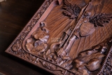 Phù điêu khắc gỗ Tổng lãnh thiên thần Michael màu nâu trơn 28x35cm