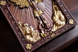 Phù điêu khắc gỗ Tổng lãnh thiên thần Michael sơn mài thủ công 28x35cm