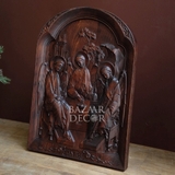 Phù điêu khắc gỗ biểu tượng Chúa Ba Ngôi màu trơn 24x35cm