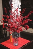 Set Bình hoa thủy tinh Simplicity cắm cành đông đào đỏ mix