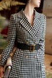 Outlet | Áo khoác dạ dáng dài họa tiết houndstooth