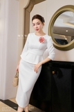 Áo kiểu cổ tròn dáng Peplum