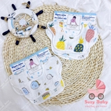 Set 2 yếm xô bông hoa