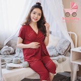 Bộ mẹ sau sinh lửng Pink vạt chéo