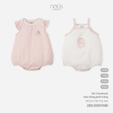 Set 2 bodysuit màu hồng phối trắng 0M-9M
