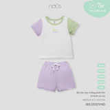 Bộ cộc tay trắng phối tím in hình cá voi 6M-2Y