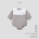 Bodysuit dài tay kẻ nâu trắng thêu trang trí 0M-9M