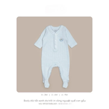 Body dài tất xanh da trời in vòng nguyệt quế con gấu 0M-6M
