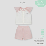 Bộ cộc tay áo trắng phối quần hồng nhạt 0M-9M