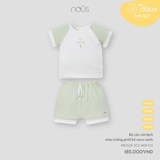 Bộ cộc cài lệch màu trắng phối kẻ caro xanh 0M-9M