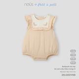 Bodysuit cộc tay kẻ caro nâu thêu trang trí 0M-9M