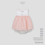 Bodysuit cộc giả váy màu hồng phối trắng 0M-9M