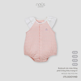 Bodysuit cộc màu hồng phối trắng thêu trang trí 0M-9M