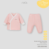 Bộ dài cài lệch màu hồng thêu trang trí 0M-9M