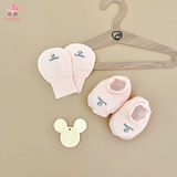 Bu Baby set phụ kiện mũ, bao tay chân (Kẻ Hồng)