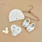 Bu Baby set phụ kiện mũ, bao tay chân, Bambus be
