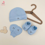 Bu Baby set phụ kiện mũ, bao tay chân Bambus Blue