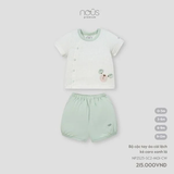 Bộ cộc tay áo cài lệch kẻ caro xanh lá 0M-9M