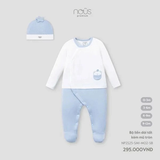 Bộ liền dài tất kèm mũ tròn 0M-9M