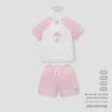 Bộ cộc cài vai trắng phối chấm bi hồng 9M-2Y