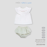 Bộ cộc tay áo trắng phối quần caro xanh 6M-2Y