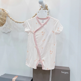 Body cài vạt lệch màu hồng in họa tiết 0M-9M