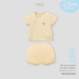 Bộ cộc tay cài lệch kẻ vàng in trang trí 0M-9M