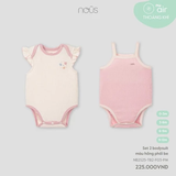 Set 2 bodysuit màu hồng phối be 0M-9M