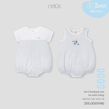 Set 2 bodysuit cộc kẻ xanh trắng 0M-9M