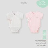 Set 2 bodysuit cộc tay màu trắng và hồng 0M-9M