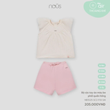 Bộ cộc tay áo màu be phối quần hồng 6M-2Y