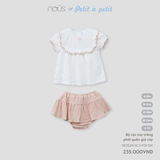 Bộ cộc tay trắng phối quần giả váy 6M-2Y