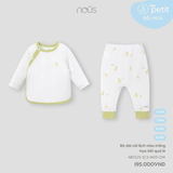 Bộ dài cài lệch màu trắng hoạ tiết quả lê 0M-9M