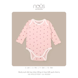 Bodysuit dài tay màu hồng in hoạ tiết quả cherry 3M-12M